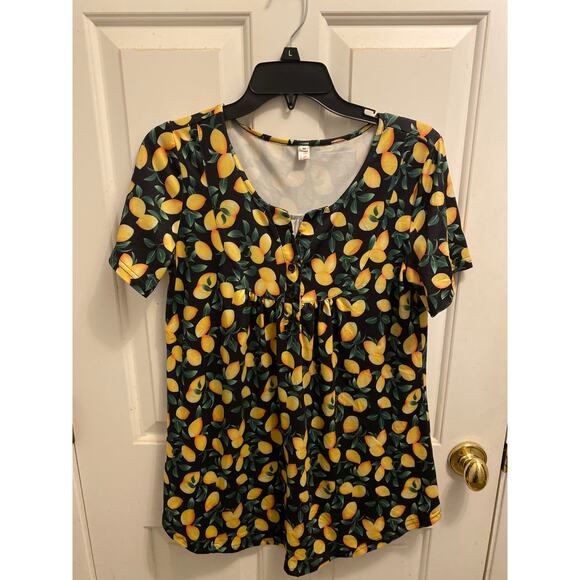 New HALIFE Women's Size Medium Black Orange Floral Print Sleeveless Blouse - Picture 1 of 4